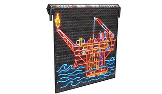 Neon Oil Rig Garage Door